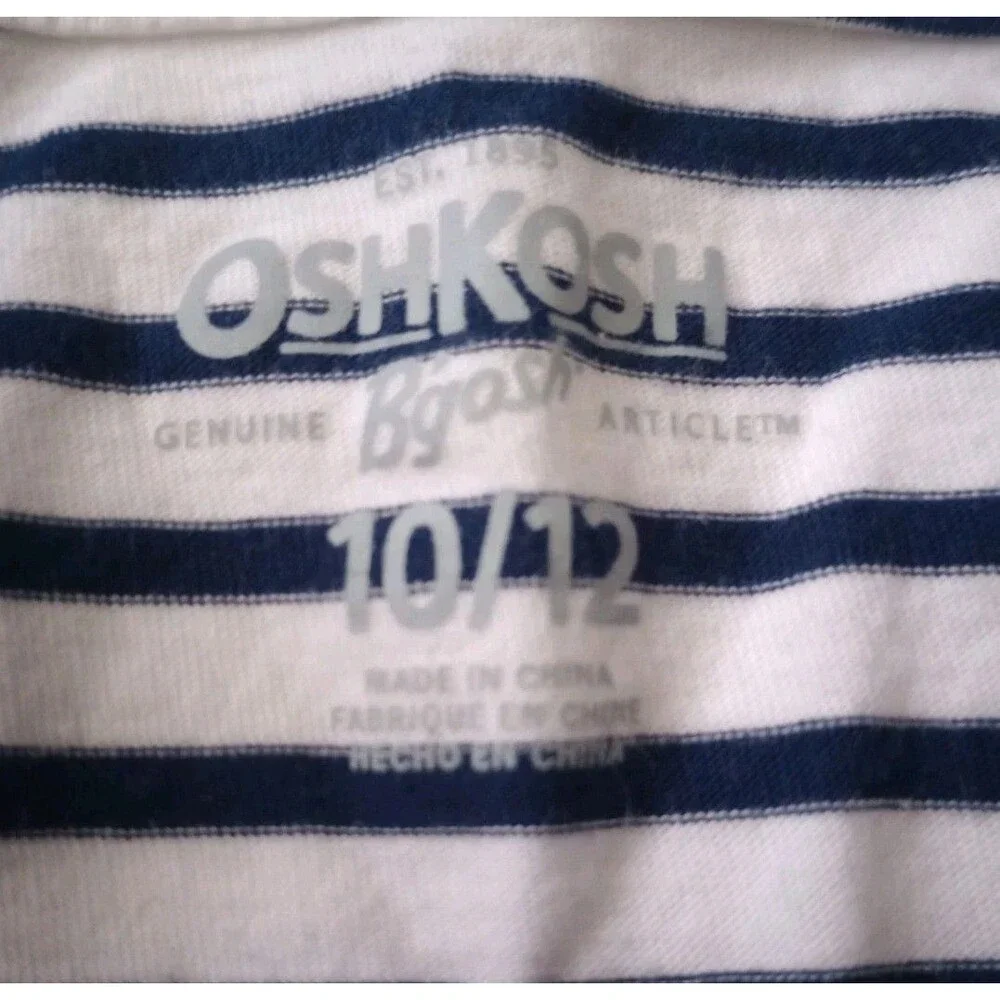 Oshkosh B'Gosh Long Sleeve Navy Blue Striped Top sz L 10/12 Girls Baby DollStyle